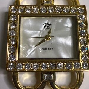 Gold and Crystal Quartz Watch